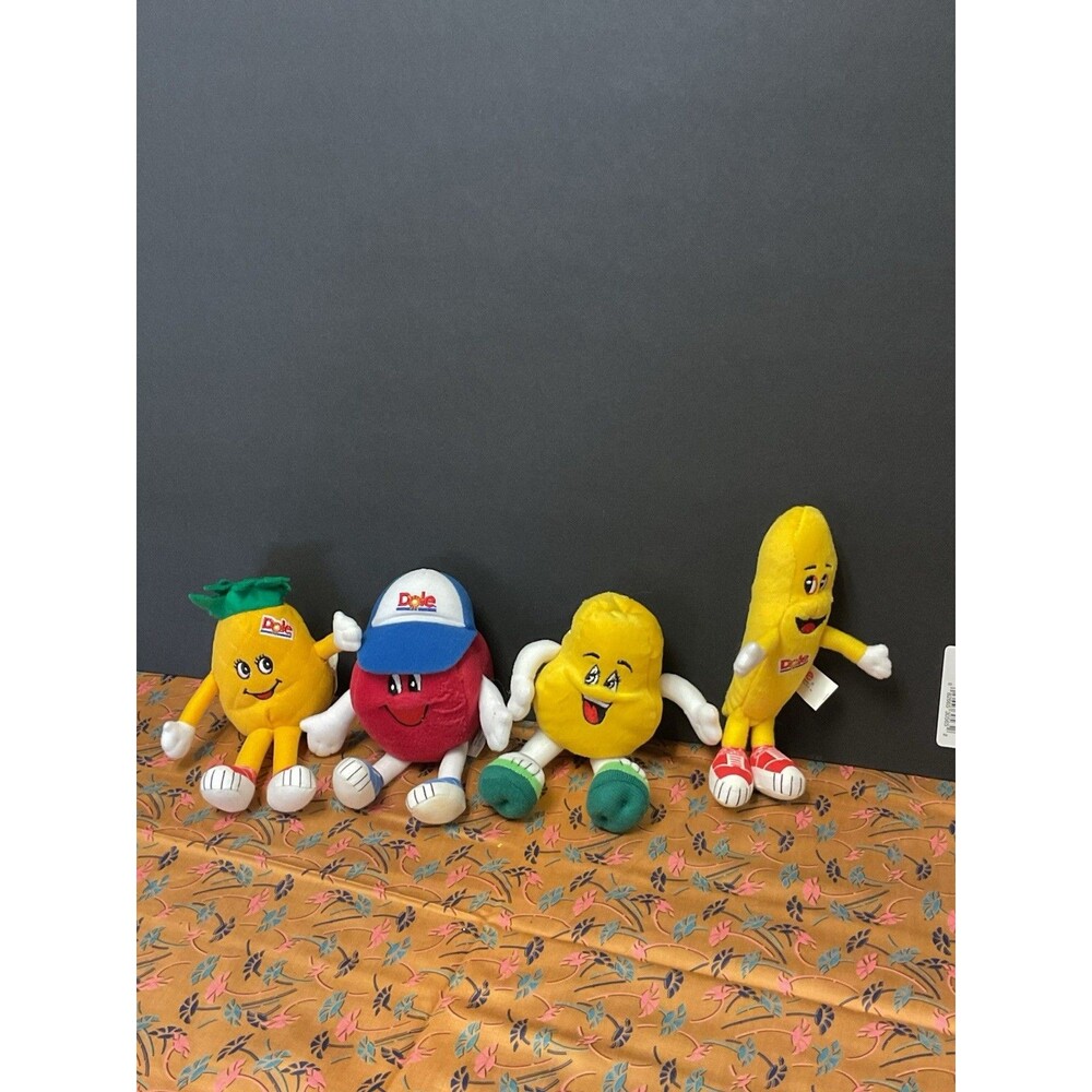Vintage 1999 Dole Plush Pineapple Banana Papaya Cranberry Stuffed Dolls Toys